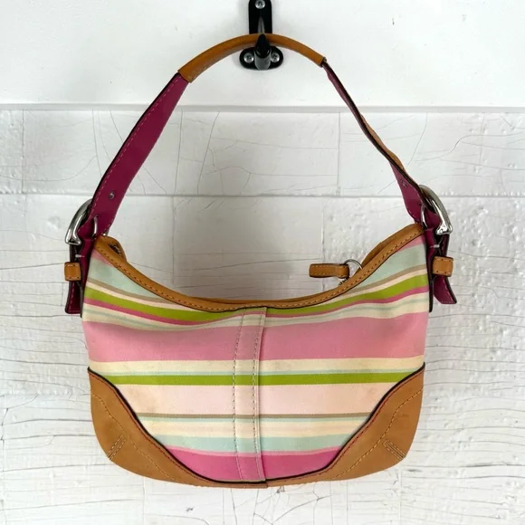 Vintage Coach 1884 Soho Twill Striped Hobo Bag Y2K - Picture 5 of 8